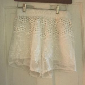 White lace shorts